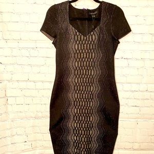• NWT • ST JOHN Wool Blend Black/Gold Sheath Dress